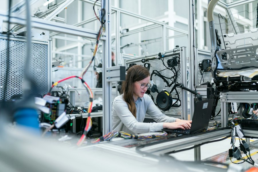 Engineer reviewing code