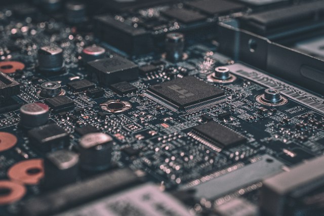 Close-up of an old circuit board